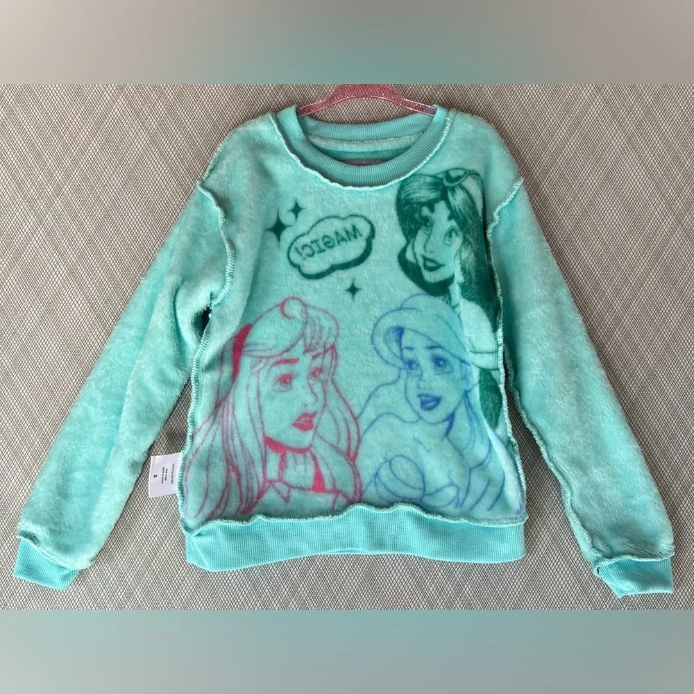 Disney 100 - Cozy Princess Graphic teal pullover Sweater - Size S (6)